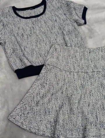 새상품급 EMODA 에모다 네이비 트위드 셋업