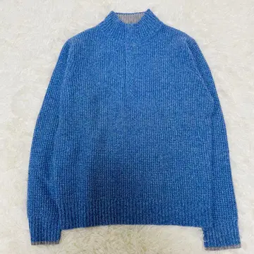 23구 HOMME 니트 긴팔 모크넥 L 블루 멜란지