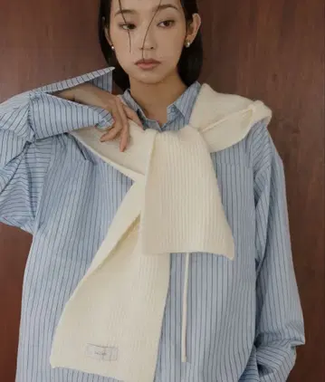 [새상품] hellam 발라클라바 후드 니트 머플러 아이보리