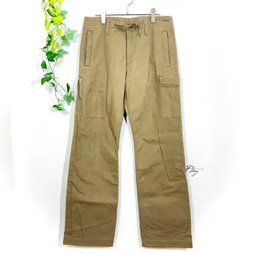 무인양품 MUJI 카고 팬츠 (M) 브라운 면 100% 와이드 스트레이트