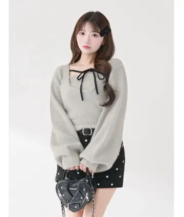 아지메 레이어드 니트탑 gry