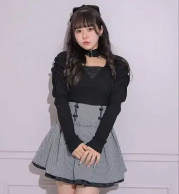 pium 초커 벨트 티셔츠 블랙