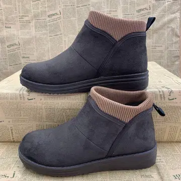 새상품 여성용 23.5cm 경량 니트 리브 부츠 짙은 갈색 9842