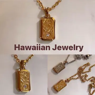 하와이안 주얼리 고급 목걸이 남녀 남성용 플레이트 골드