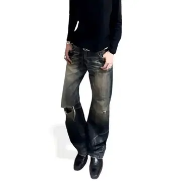 00s archive flare cut crashed denim y2k