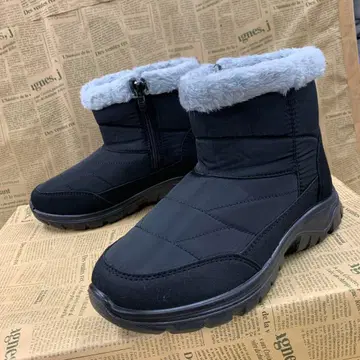 새상품 여성용 23.0cm 보아 안감 나일론 숏부츠 블랙 6506