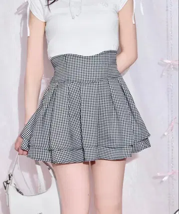 미셸 마카롱 슬림 레그 깅엄 체크 스커트 SMD0230