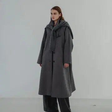 미사용 새상품 LIBJOIE 울 스텐카라 코트 블랙