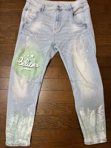 페인트 디자인 데님 팬츠