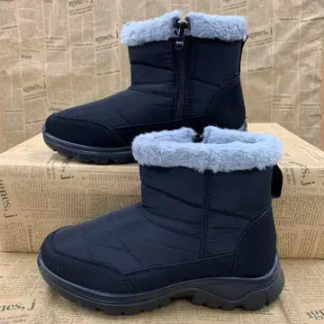 새상품 여성용 23.0cm 발수 보아 안감 나일론 숏부츠 블랙 6506