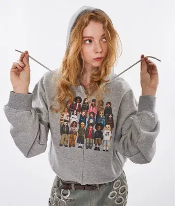 WISH FOR EVER 크롭 후드티 헤이세이 갸루 y2k