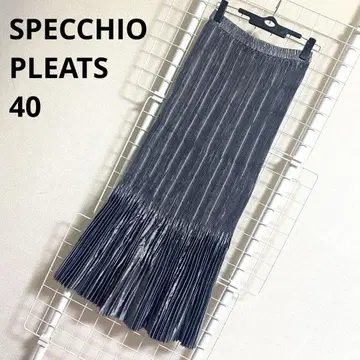 SPECCHIO 플리츠 40 실버 플리츠 스커트 롱 그레이