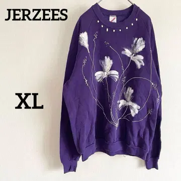 JERZEES 저지 트레이닝복 보라색 빈티지 코디 꽃무늬