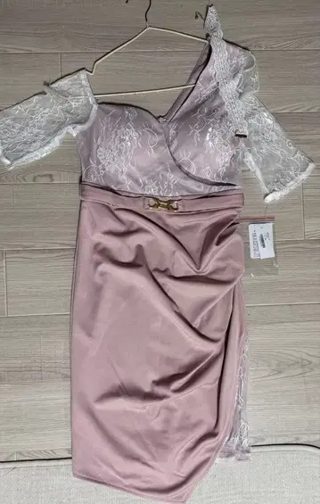 핑크 레이스 소매 달린 드레스