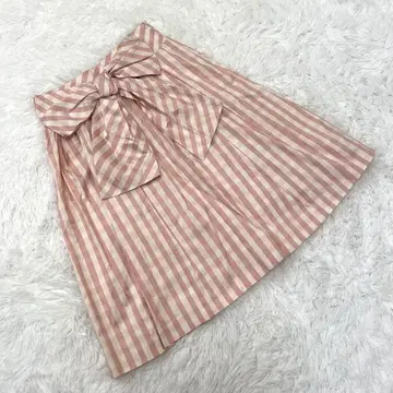 [룰루 윌비] 스커트 (2) 체크 실크 100% 핑크 리본