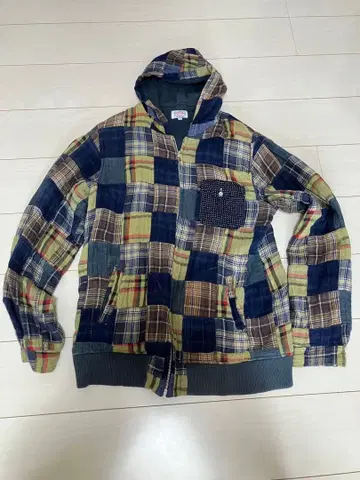 체크 무늬 후드 부착 후드티 남성용 셀렉 체크