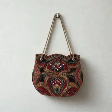 빈티지 비즈 백 쇼와 레트로 일본 의류 파티 백 비즈 자수