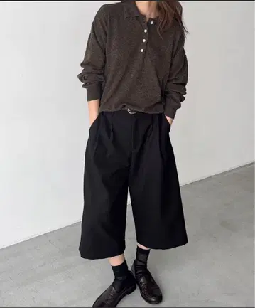 CANAL JEAN El mar 울 혼방 폴로 니트