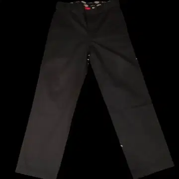 여유로운 핏 Dickies 블랙 스트레이트 팬츠 컬러풀 허리 밴딩 L