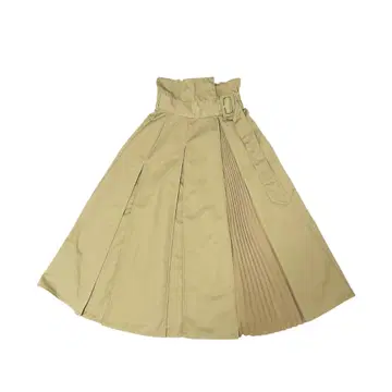 jouetie 랩 플리츠 롱 스커트 밀리터리