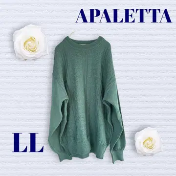 APALETTA 니트 스웨터 LL 사이즈 U넥 그린 체형 커버