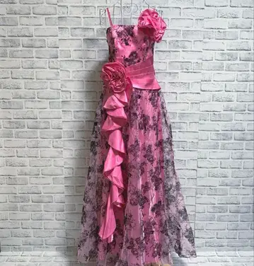 [ ICHIOKU ] 이치옥 무대 의상 꽃무늬 롱 드레스 핑크 계열