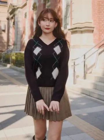 herlipto H Logo Argyle Knit Pullover M