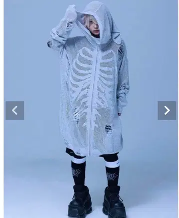 가무츄 ] 사신족 메쉬 짜임 빅 후드티