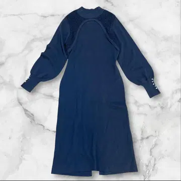 앙제므 니트 롱 원피스 변형 슬릿 긴팔 코튼