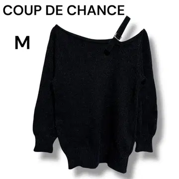 [ 새상품급 ] 쿠 드 샹스 비대칭 오프숄더 니트 블랙 38