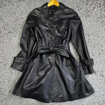 다마 컬렉션 램 가죽 벨티드 코트 M 벨트 퍼플 양가죽