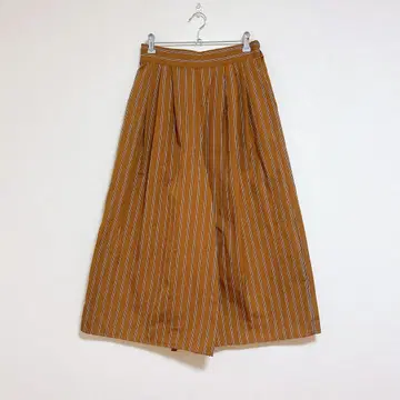 큐티 블론드 와이드 팬츠 M 브라운 스트라이프 허리밴딩 봄/가을