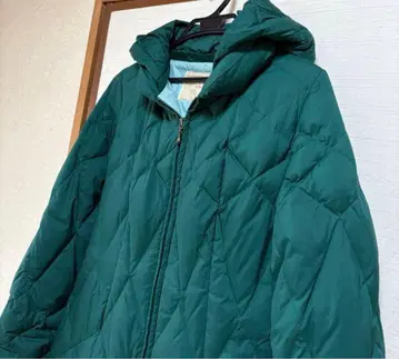 시빌라 그린 후드 롱 다운 코트