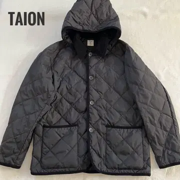컨디션 최상 TAION 퀼팅 다운 자켓 후드 부착 블랙 XL
