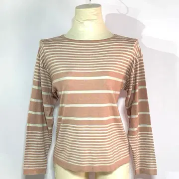 7-IDconcept. 보더 니트 더스티 핑크 풀오버 [ 38/M ]