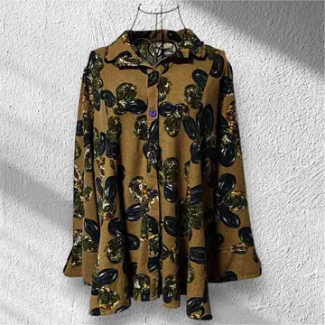 [레어 디자인] ABOBA 레트로 플라워 올 패턴 셔츠 한국제 LL 긴팔