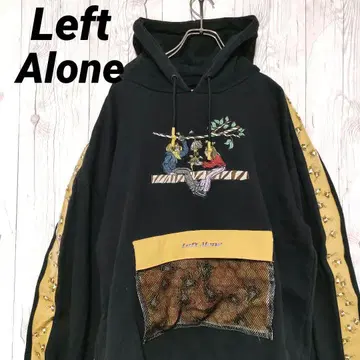 레프트 얼론 후드티 후디 자수 에나멜 레어 디자인 블랙