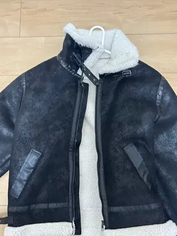 무스탕 코트 블랙 양가죽 인조 모피