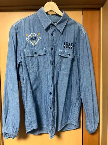 TOYPLANE 데님 셔츠 긴팔 자수 포함