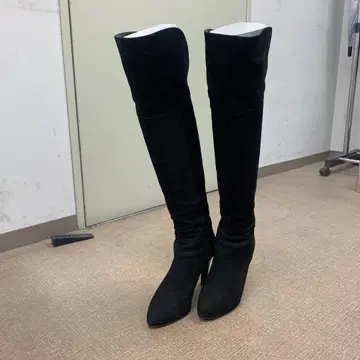 블랙 스웨이드 니하이 부츠 24.5cm