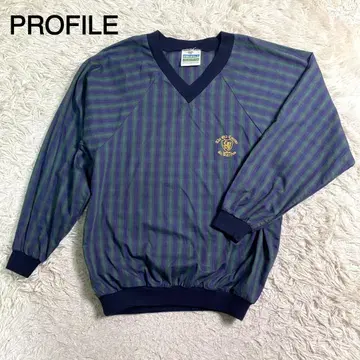 PROFILE 체크 무늬 V넥 골프 상의