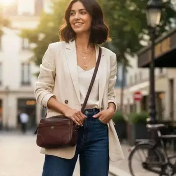 레어 ANNA SUI 브라운 가죽 숄더백 사선 크로스