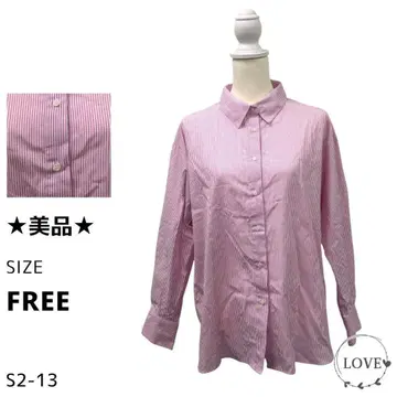 새상품급 상의 셔츠 블라우스 긴팔 레귤러 카라 스트라이프 패턴 s1