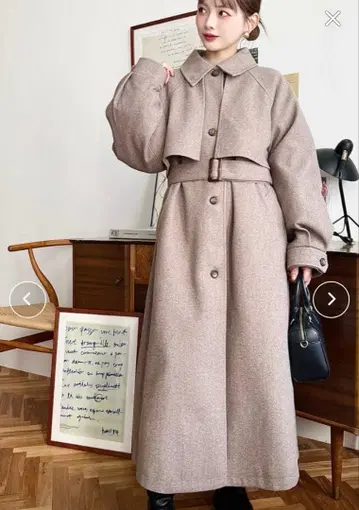 moment+ 니트 멜톤 2WAY 어레인지 칼라 롱 코트