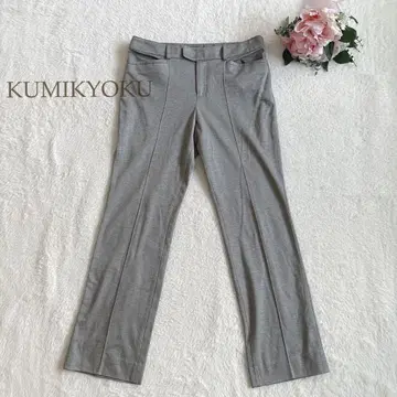 쿠미쿄쿠 슬랙스 팬츠 스트레이트 그레이 스트레치 키레메 비즈니스