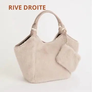 미사용 새상품 RIVEDROITE 인조 모피 토트백 파우치 포함 그레이지