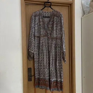 70s 인도 면 원피스 빈티지 블록 프린트