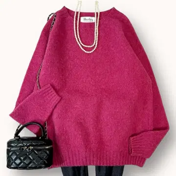 새상품급 할리 오브 스코틀랜드 x 맥피 별주 L 상당 울 니트 핑크