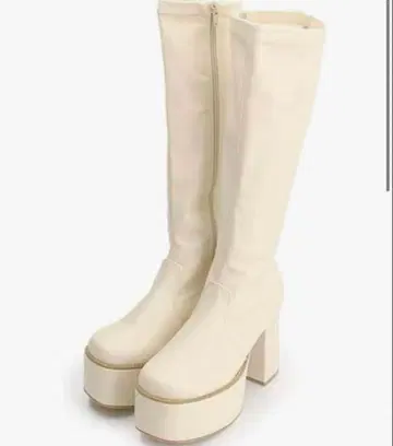 YOSUKE 롱 부츠 통굽 아이보리 화이트