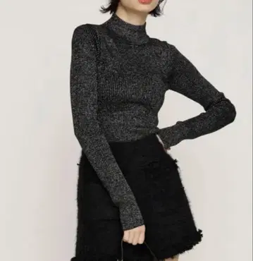 리브 편직 터틀넥 니트